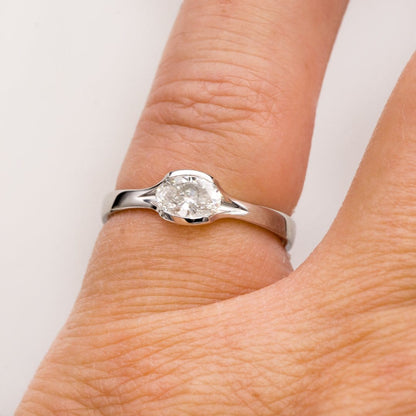 Fold Semi-Bezel Set Solitaire Engagement Ring - Setting only Ring Setting by Nodeform