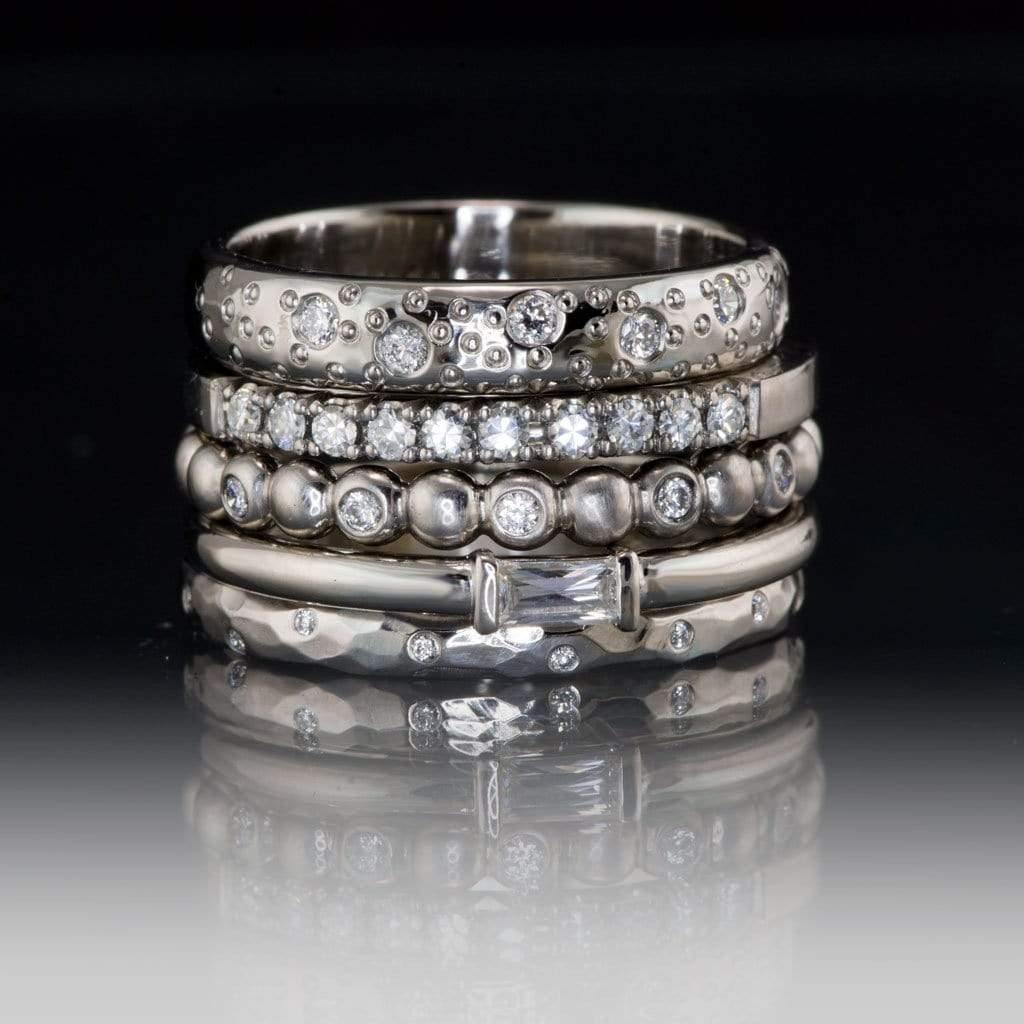 Baguette Moissanite Stacking Solitaire Engagement or Anniversary Ring Ring by Nodeform