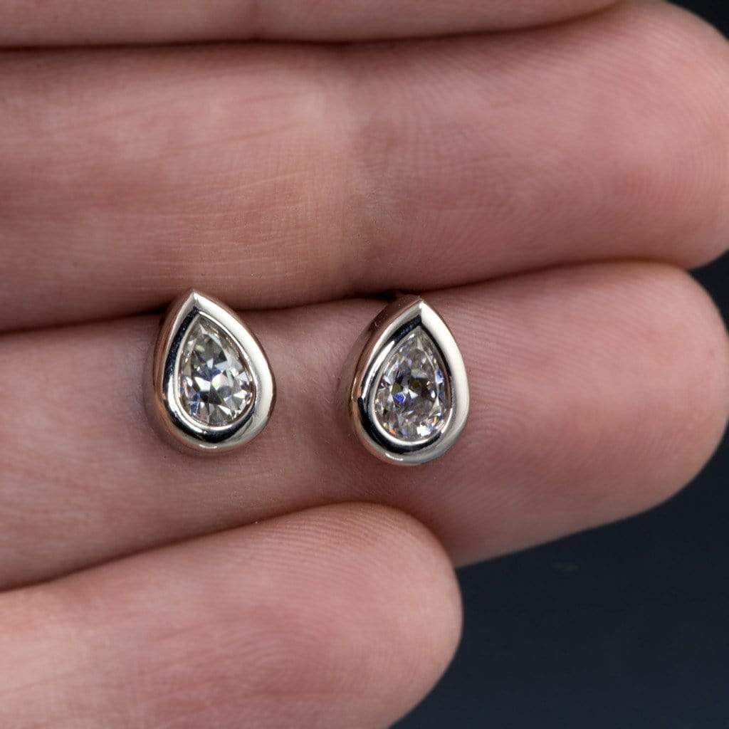 Pear Moissanite Bezel Stud Earrings Earrings by Nodeform
