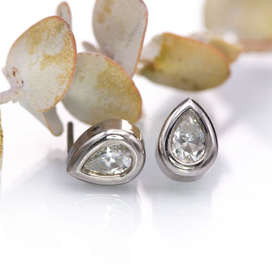 Pear Moissanite Bezel Stud Earrings Earrings by Nodeform