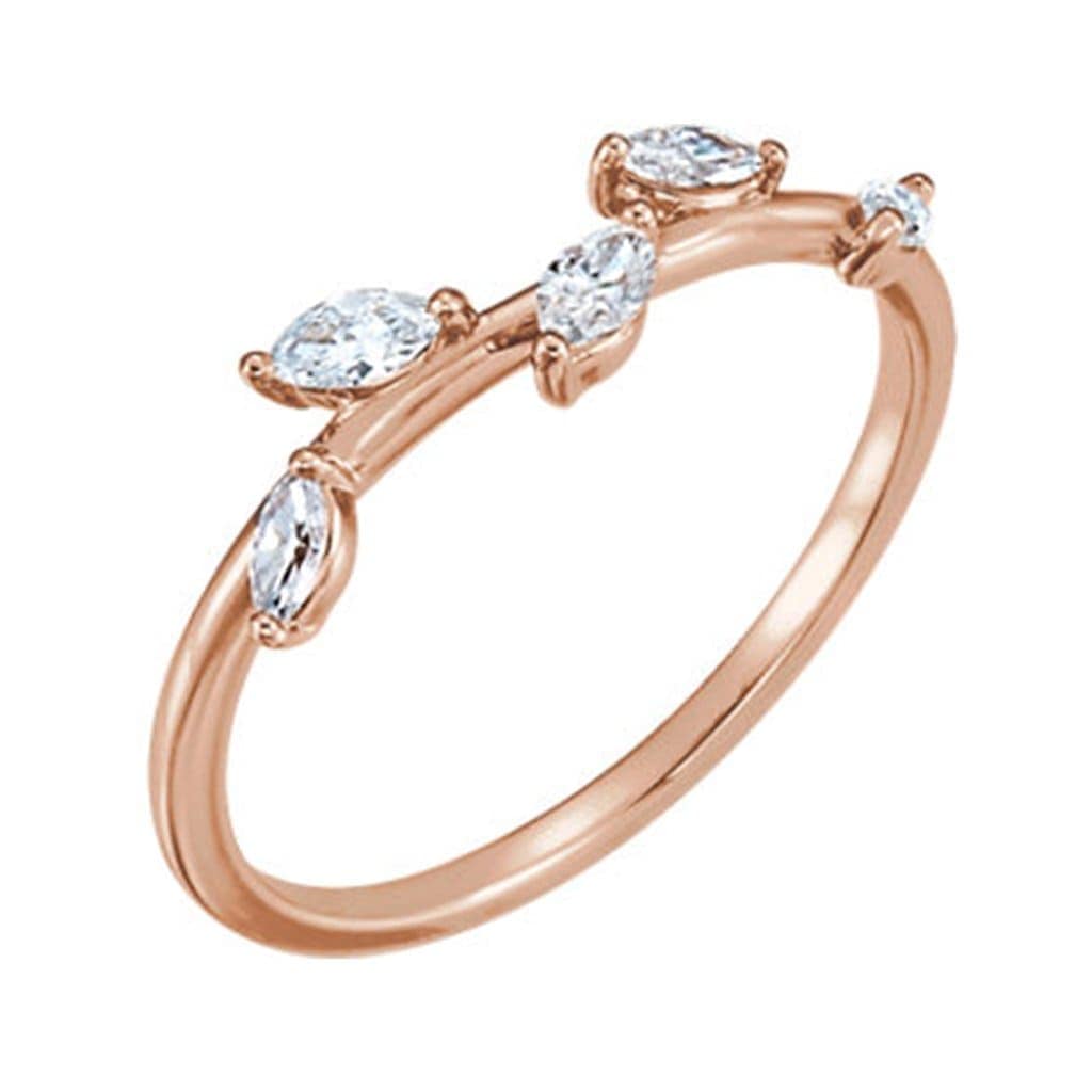 Phyliss Band - Delicate Leaf Ring 1/3CTW Diamond , Ruby or Sapphire Stacking Anniversary Ring Ring by Nodeform