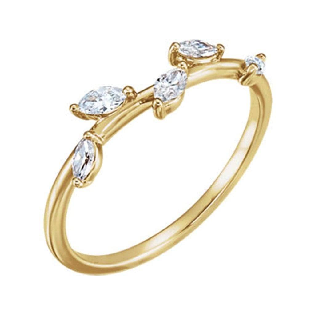 Phyliss Band - Delicate Leaf Ring 1/3CTW Diamond , Ruby or Sapphire Stacking Anniversary Ring Ring by Nodeform