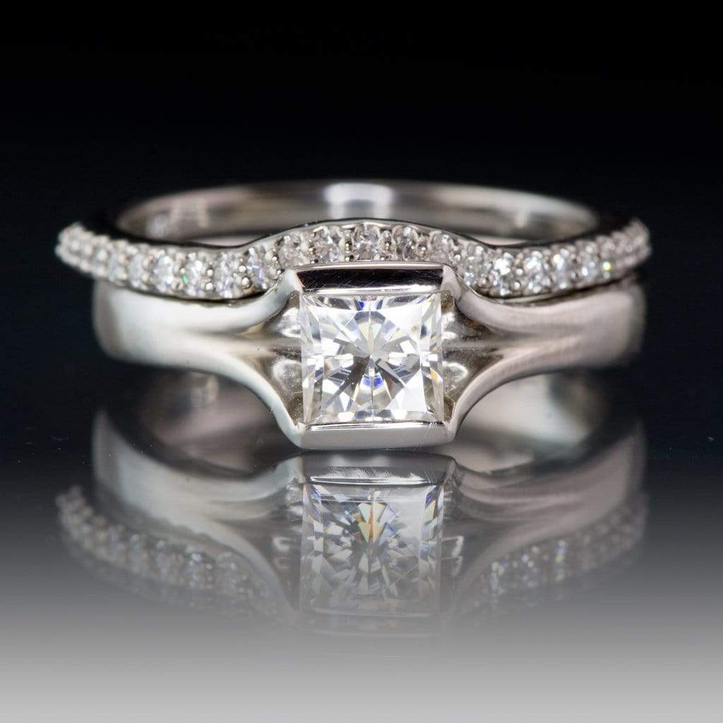 Half Eternity Diamond Micro Pave Contoured Wedding Ring Band Ring by Nodeform