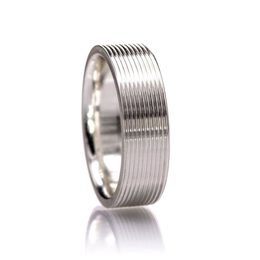 Ridged Textured Men's Comfort-fit Wedding Band Ring by Nodeform