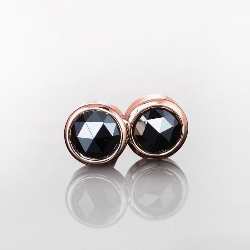 Rose Cut Black Diamond Bezel Set Stud Earrings Earrings by Nodeform