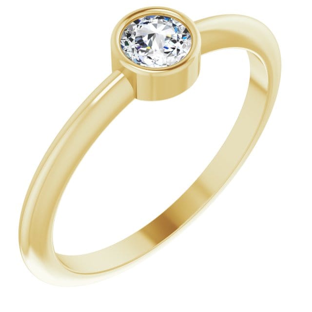 Round Rose Cut Moissanite or Diamond Low Profile Bezel Minimal Solitaire Engagement Ring 14k Yellow Gold / 4mm Colorless rose-cut Moissanite Ring by Nodeform