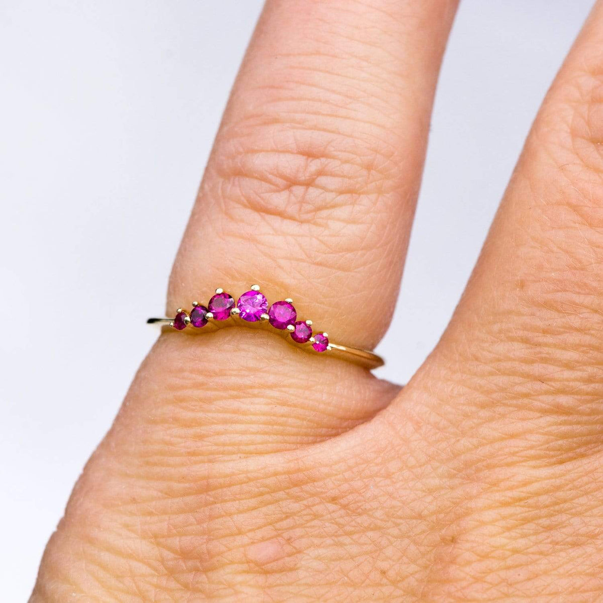 Corinne - Curved Contoured Wedding Ring With Rubies Ring by Nodeform