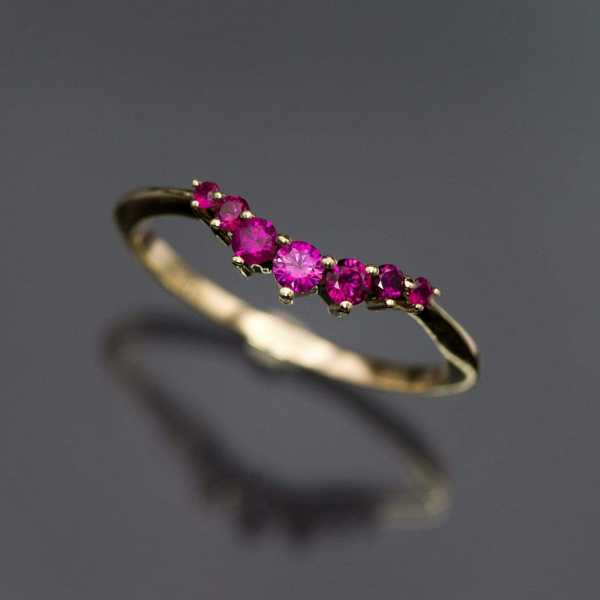 Corinne - Curved Contoured Wedding Ring With Rubies Ring by Nodeform