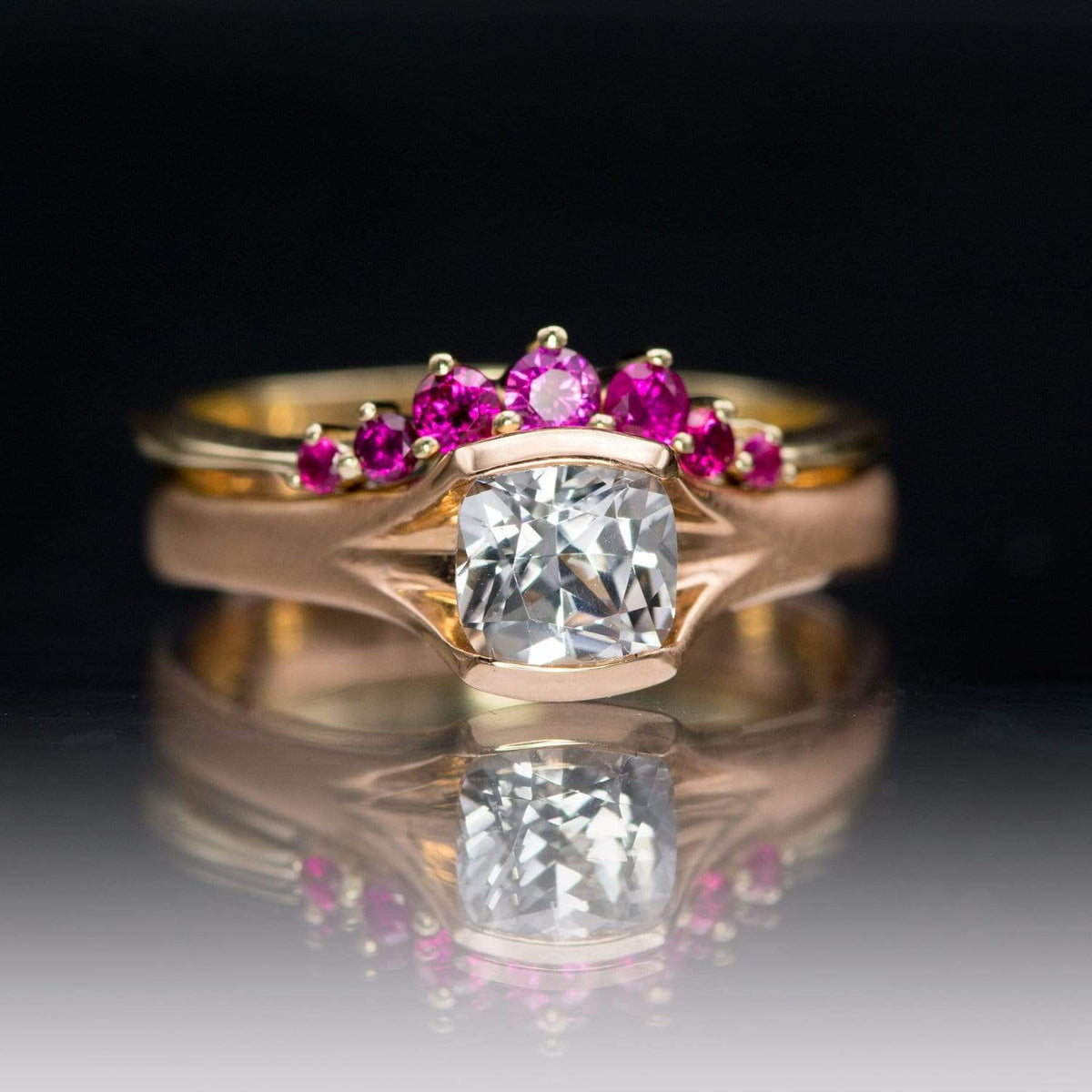 Corinne - Curved Contoured Wedding Ring With Rubies Ring by Nodeform