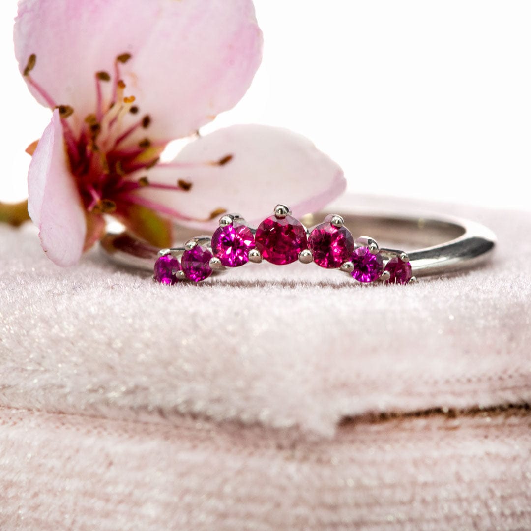 Corinne - Curved Contoured Wedding Ring With Rubies Ring by Nodeform