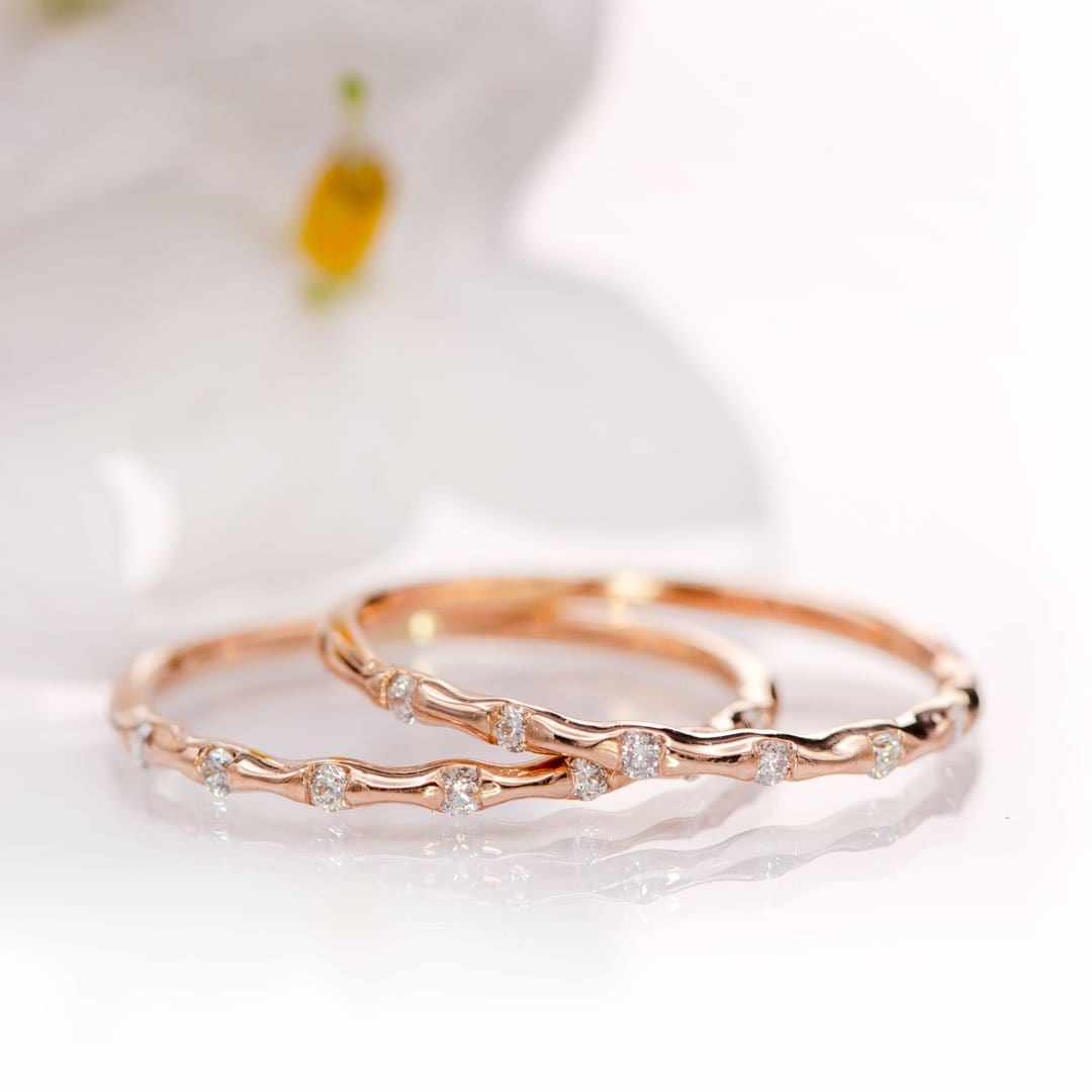 Sadie Band - Skinny Anniversary Band, Bar Set Diamond Half Eternity Stacking Wedding Ring Ring by Nodeform