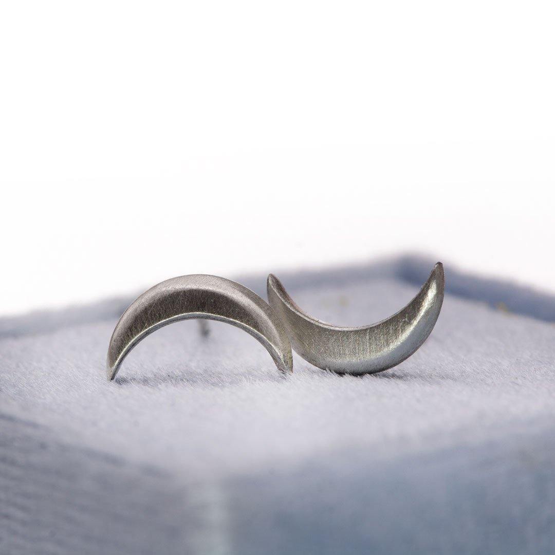 Crescent Moon Sterling Silver Stud Earrings Ready to Ship Sterling Silver Earrings by Nodeform