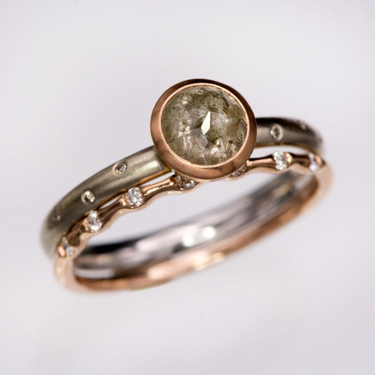 Sadie Band - Skinny Anniversary Band, Bar Set Diamond Half Eternity Stacking Wedding Ring Ring by Nodeform
