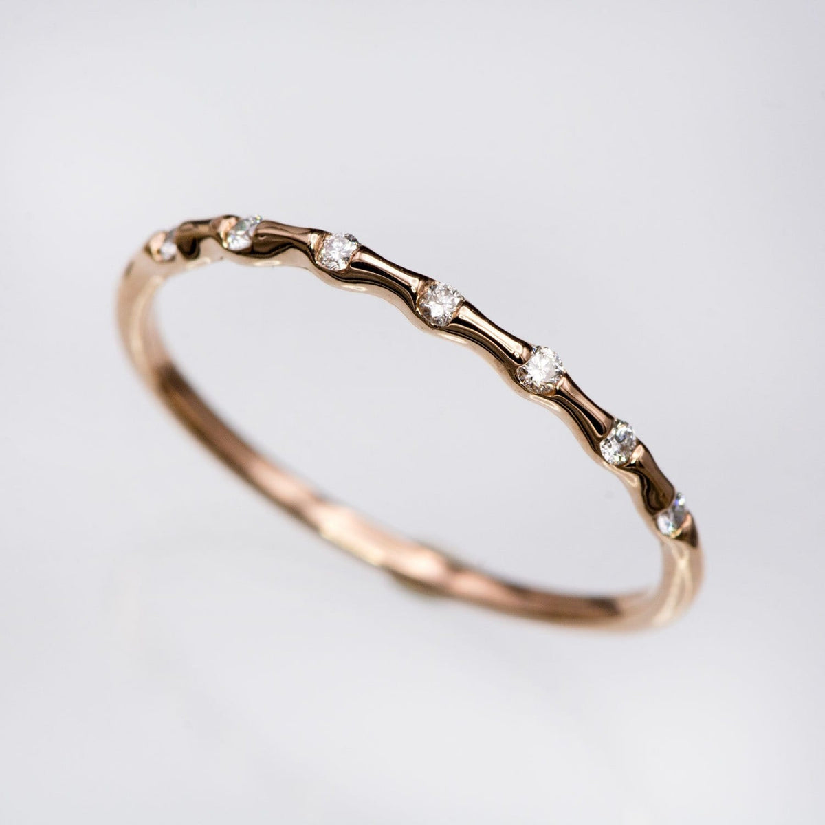 Sadie Band - Skinny Anniversary Band, Bar Set Diamond Half Eternity Stacking Wedding Ring Ring by Nodeform