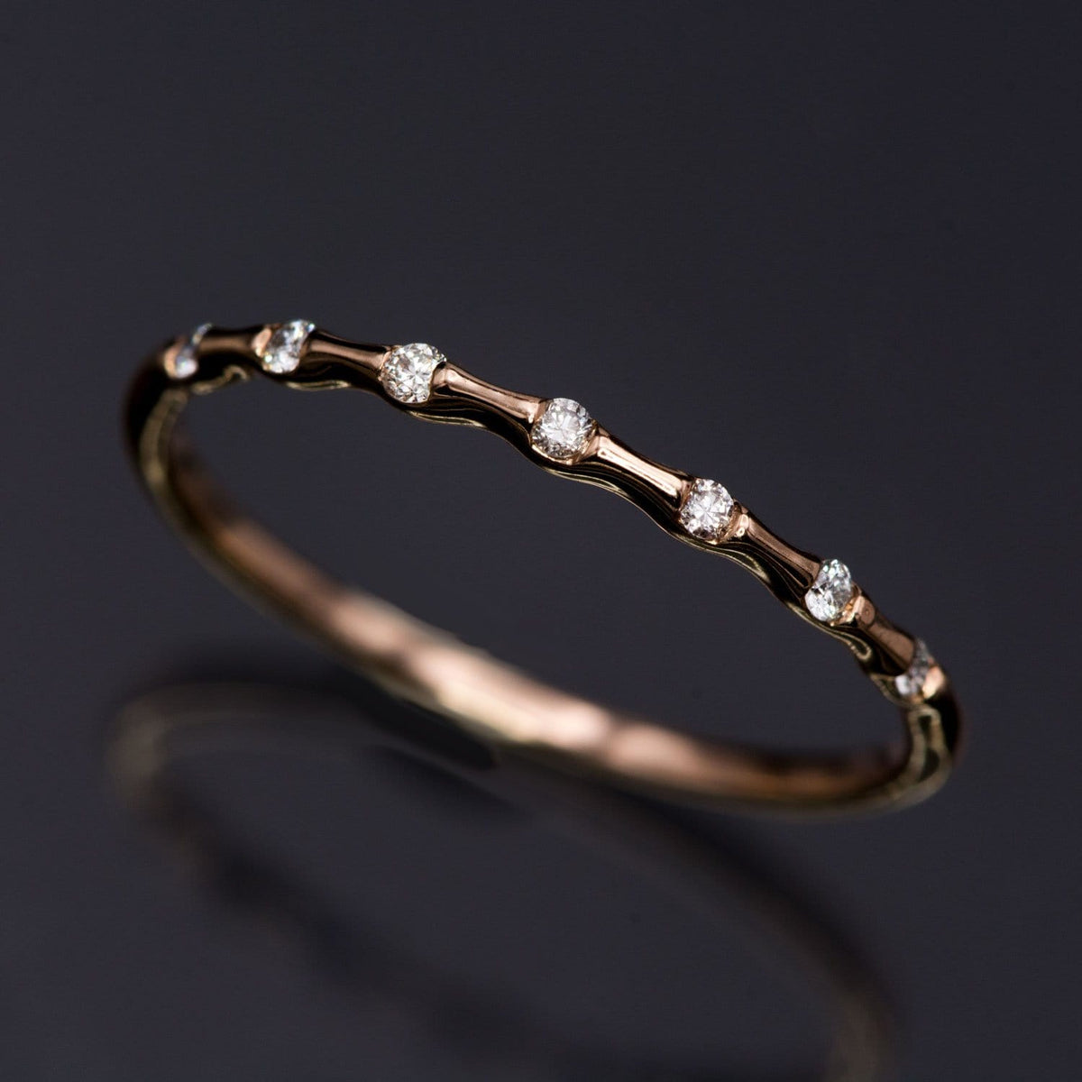 Sadie Band - Skinny Anniversary Band, Bar Set Diamond Half Eternity Stacking Wedding Ring Ring by Nodeform