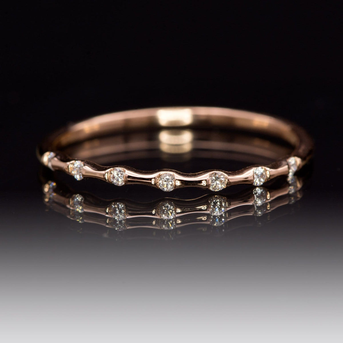 Sadie Band - Skinny Anniversary Band, Bar Set Diamond Half Eternity Stacking Wedding Ring Ring by Nodeform