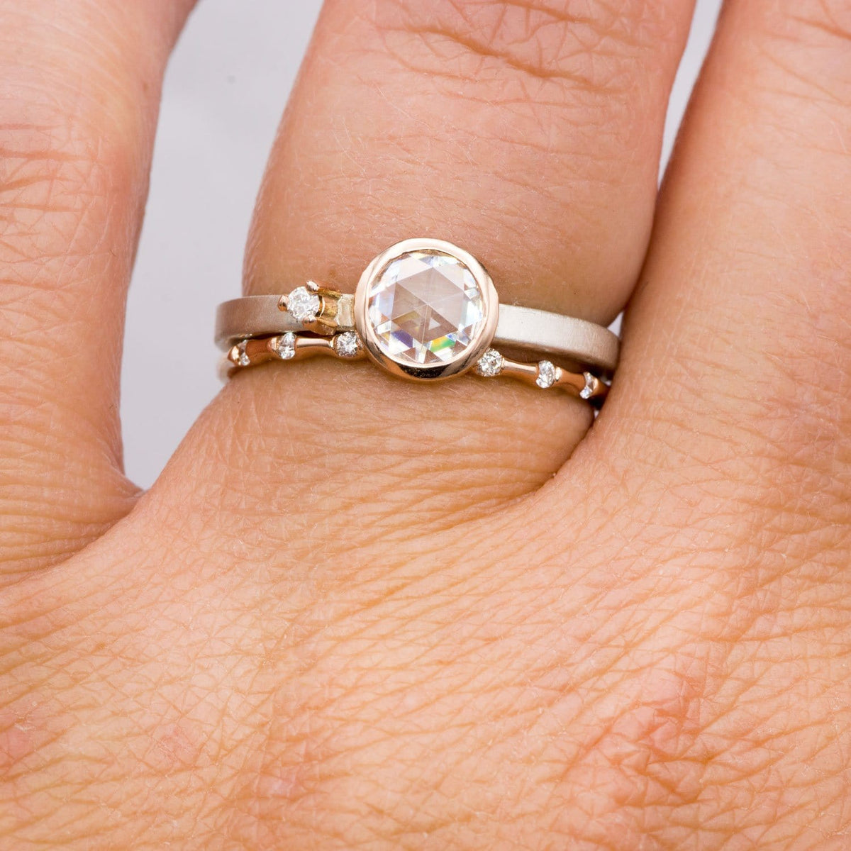 Sadie Band - Skinny Anniversary Band, Bar Set Diamond Half Eternity Stacking Wedding Ring Ring by Nodeform