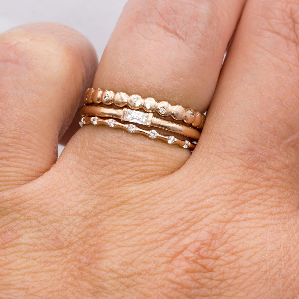Sadie Band - Skinny Anniversary Band, Bar Set Diamond Half Eternity Stacking Wedding Ring Ring by Nodeform