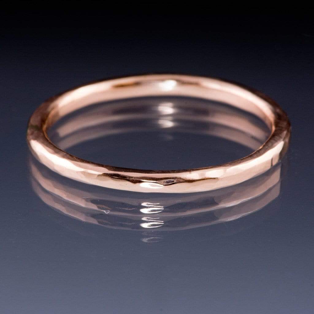 Skinny Hammered Texture Thin Wedding Band Ring by Nodeform