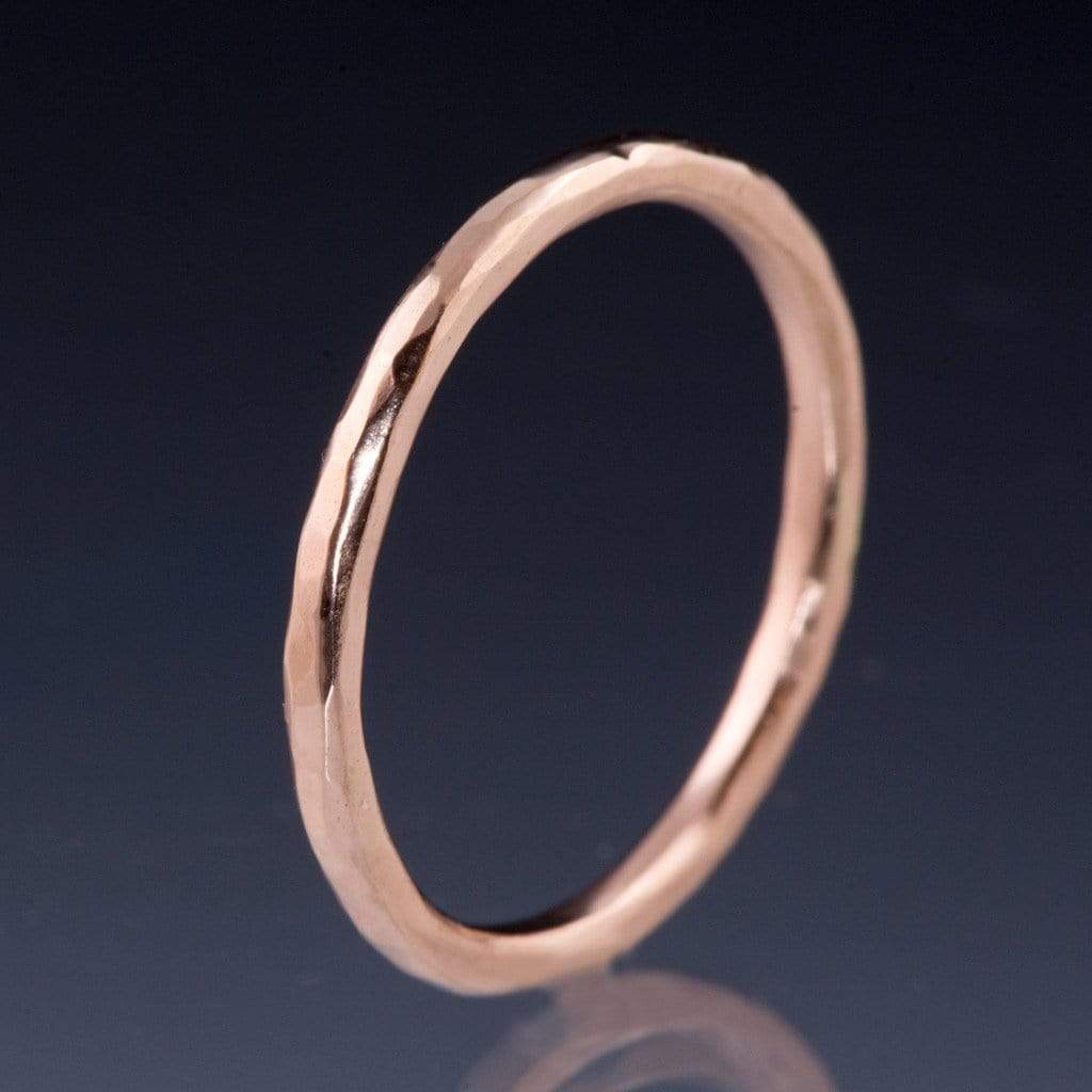 Skinny Hammered Texture Thin Wedding Band Ring by Nodeform