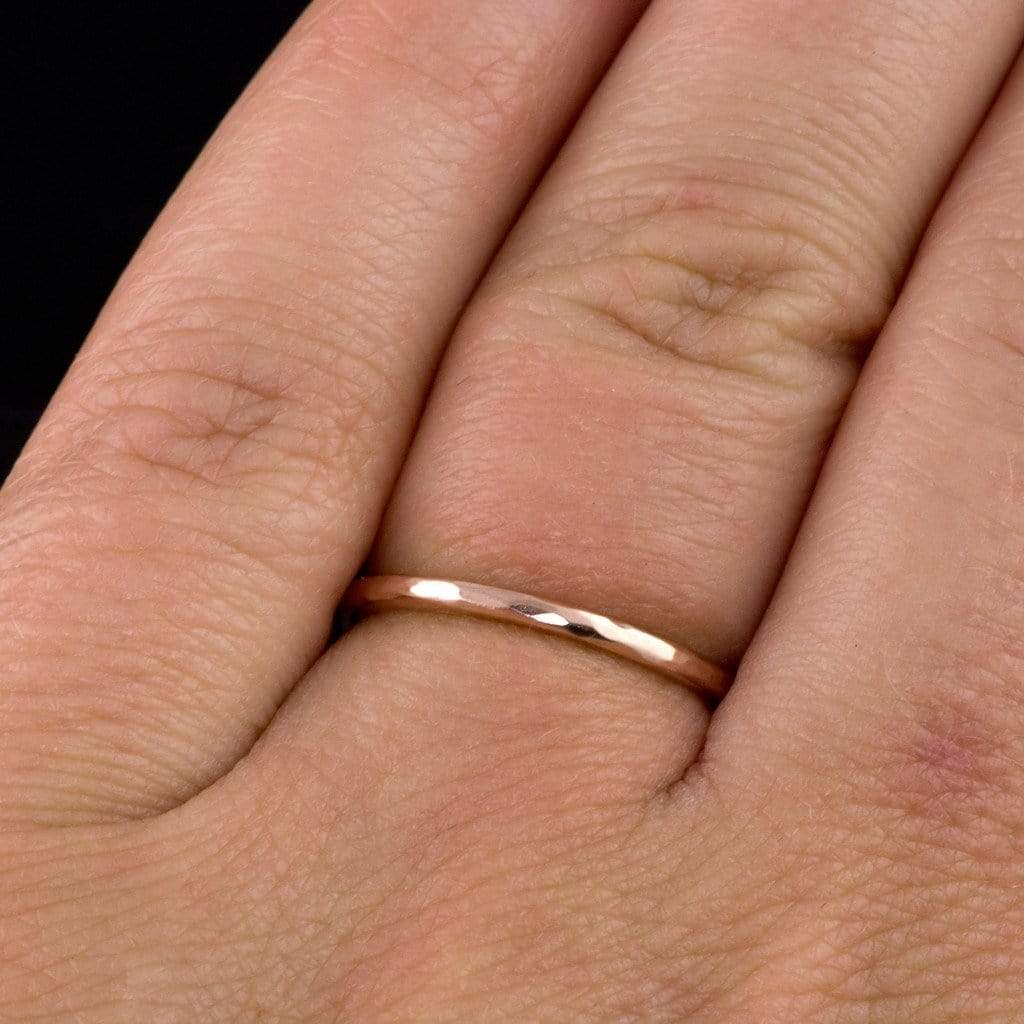 Skinny Hammered Texture Thin Wedding Band Ring by Nodeform