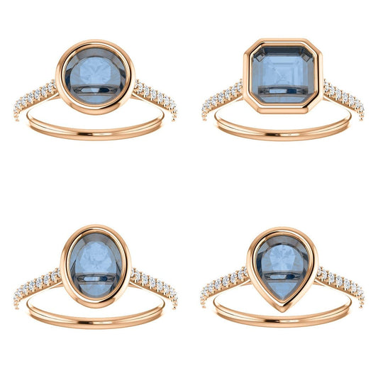 Sonia - Bezel Set Engagement Ring with Accented Cathedral Shank - Setting only Ring Setting by Nodeform