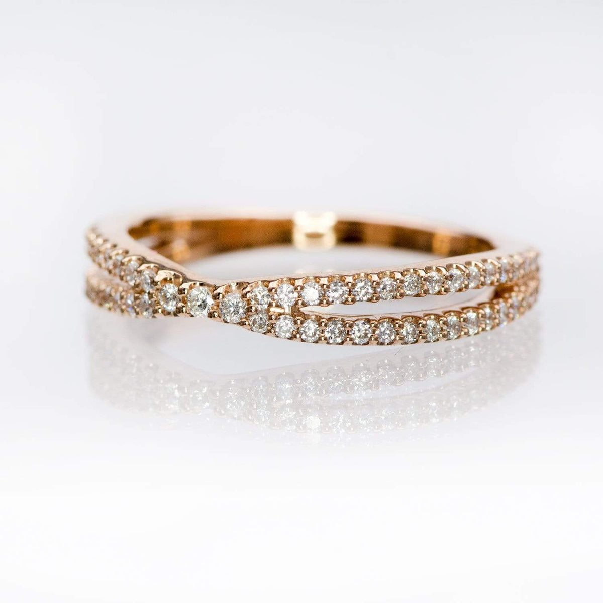 Chrissy Band - Contoured Split Shank Stacking Wedding Ring with Diamonds, Moissanites, Rubies or Sapphires Ring by Nodeform