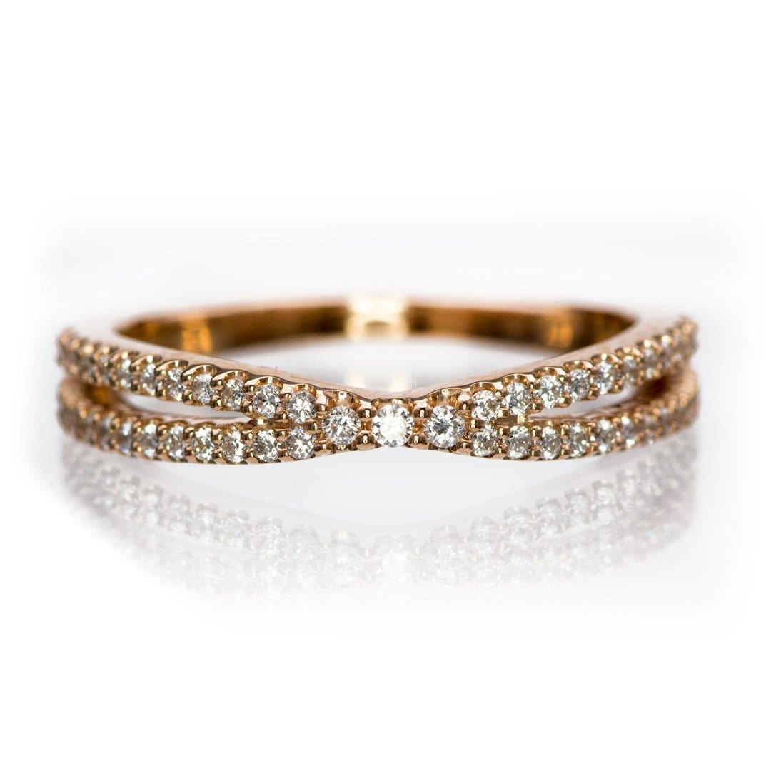 Chrissy Band - Contoured Split Shank Stacking Wedding Ring with Diamonds, Moissanites, Rubies or Sapphires Ring by Nodeform