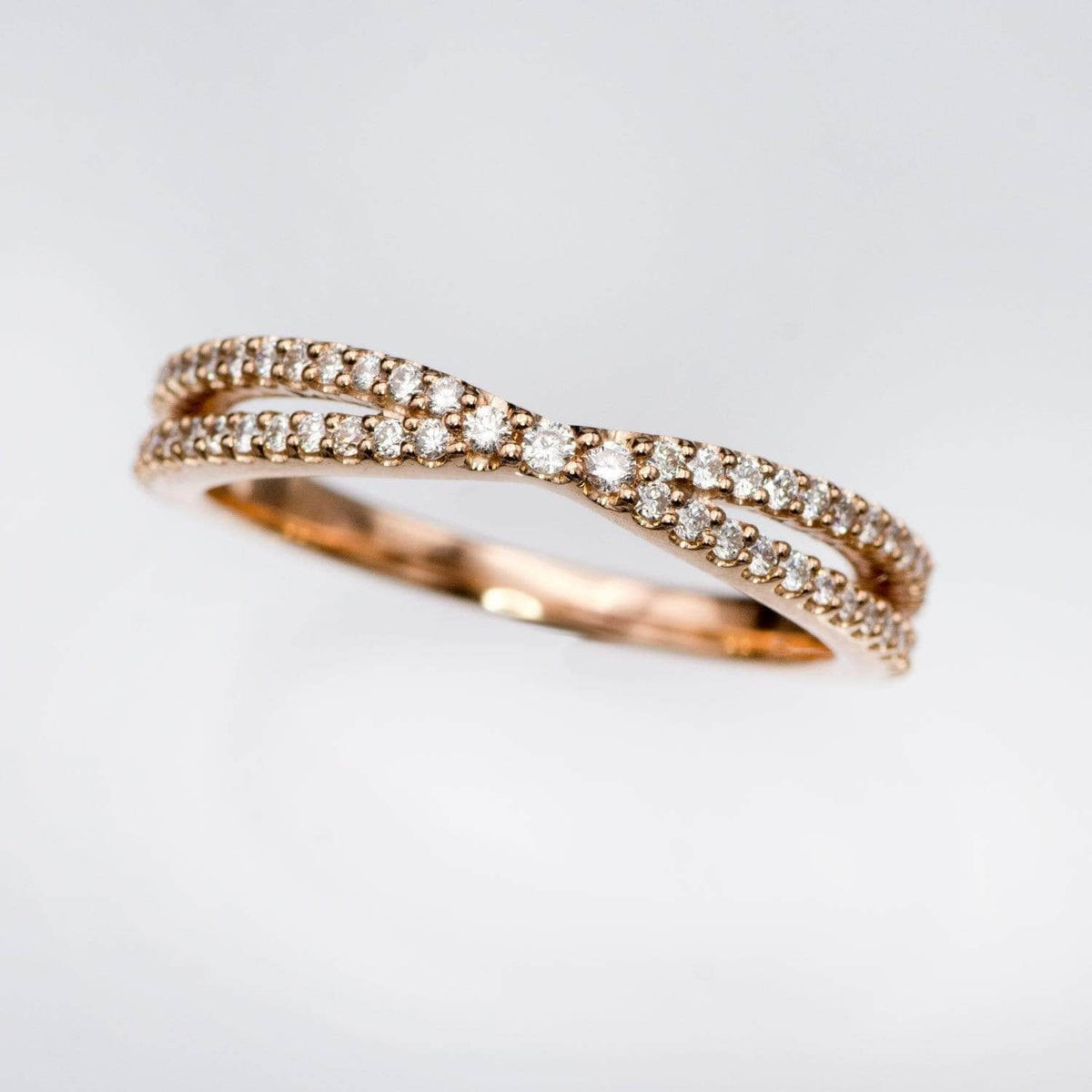 Chrissy Band - Contoured Split Shank Stacking Wedding Ring with Diamonds, Moissanites, Rubies or Sapphires Ring by Nodeform