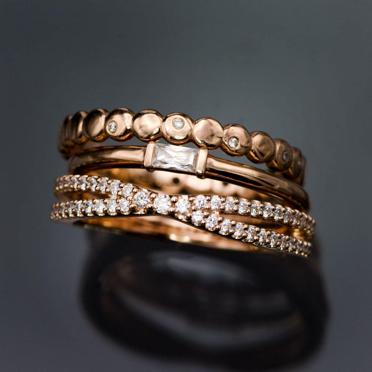 Baguette Moissanite Stacking Promise Solitaire Ring Ring by Nodeform