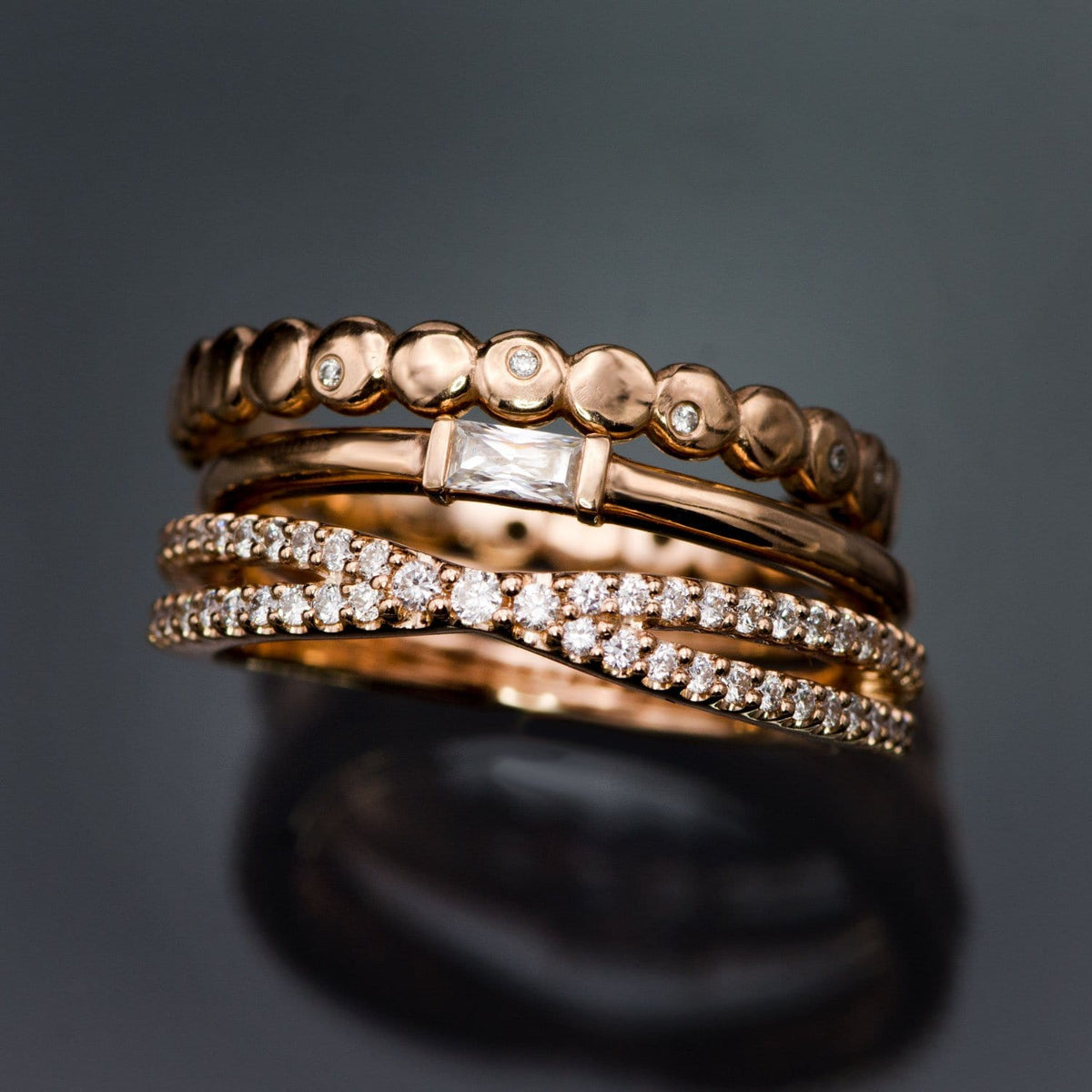 Baguette Moissanite Stacking Solitaire Engagement or Anniversary Ring Ring by Nodeform