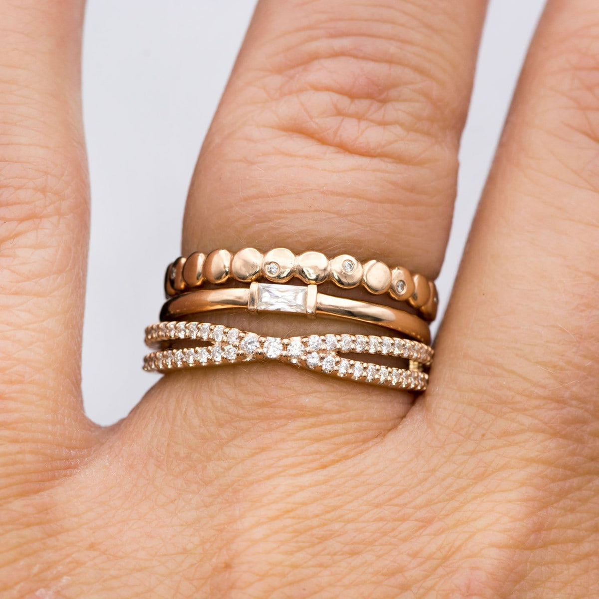 Baguette Moissanite Stacking Solitaire Engagement or Anniversary Ring Ring by Nodeform