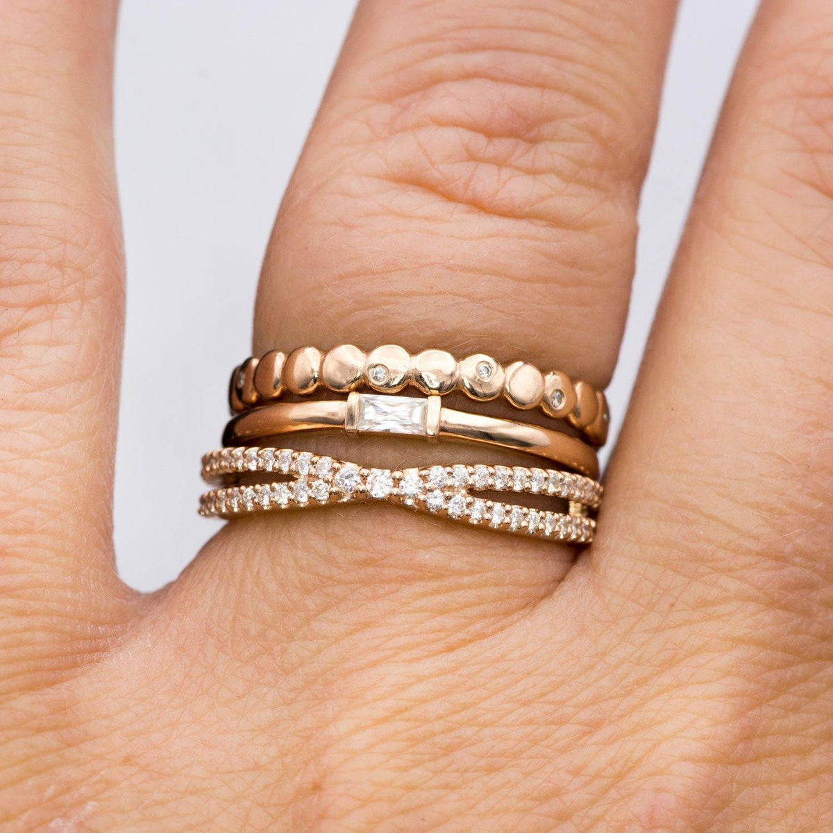 Baguette Diamond Stacking Promise or Solitaire Engagement Ring Ring by Nodeform
