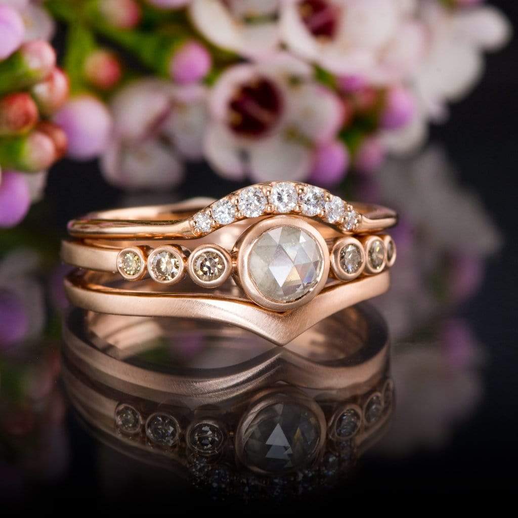 Selene - Graduated Diamond, Moissanite or Sapphire Curved Contoured Stacking Wedding Ring Ring by Nodeform