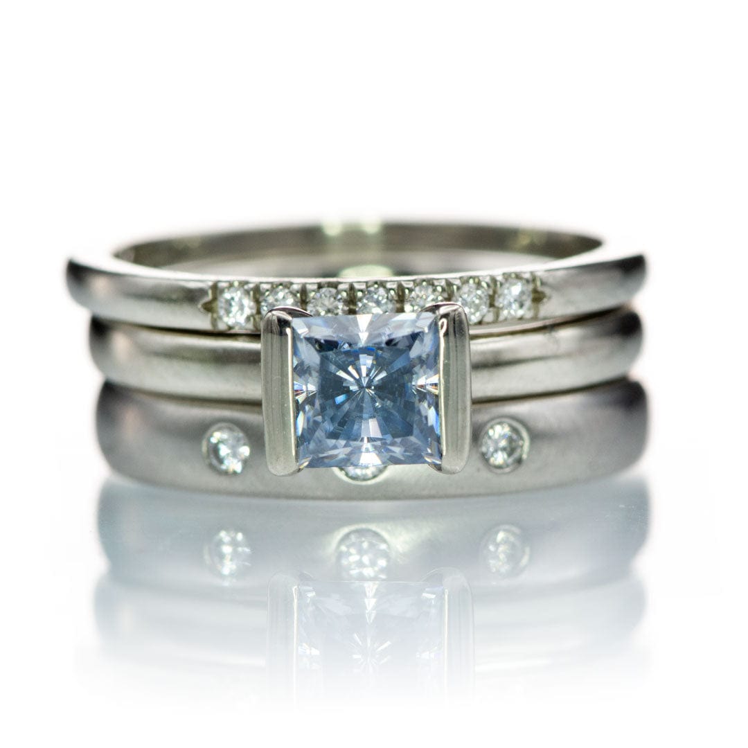 Louise Anniversary Band - French Set Moissanite or Diamond Pave Ring Stacking Wedding Band Ring by Nodeform
