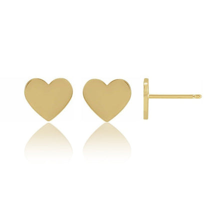 Tiny 14k Gold Heart Stud Earrings 14k Yellow Gold Earrings by Nodeform