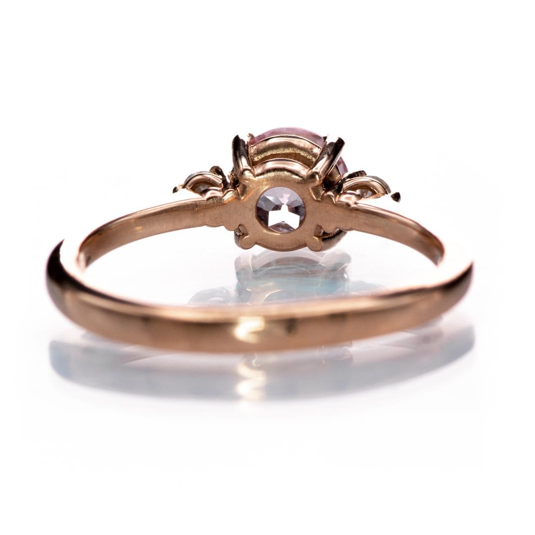 Tess - Three Stone Prong set Champagne Sapphire & Moissanite 10k Rose Gold Engagement Ring, Ready To Ship Ring Ready To Ship by Nodeform
