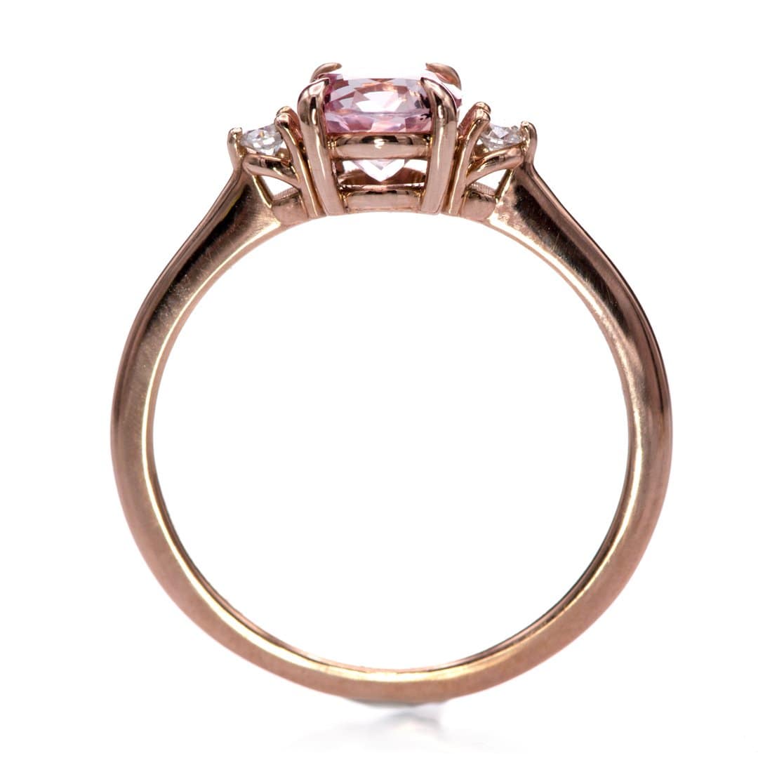 Tess - Three Stone Prong set Champagne Sapphire & Moissanite 10k Rose Gold Engagement Ring, Ready To Ship Ring Ready To Ship by Nodeform