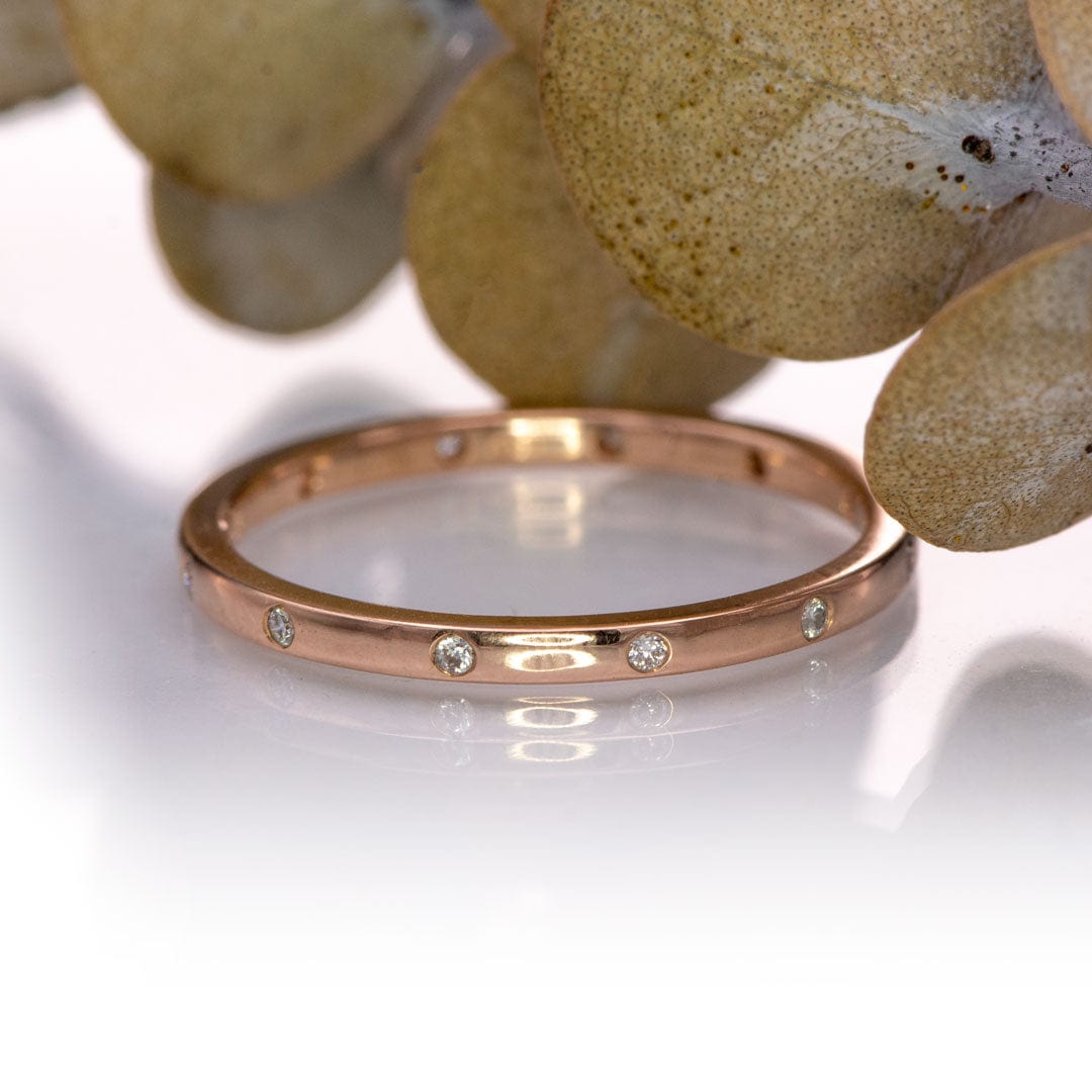 Skinny Thin Eternity Wedding Band With Flush Set Diamonds Ring by Nodeform