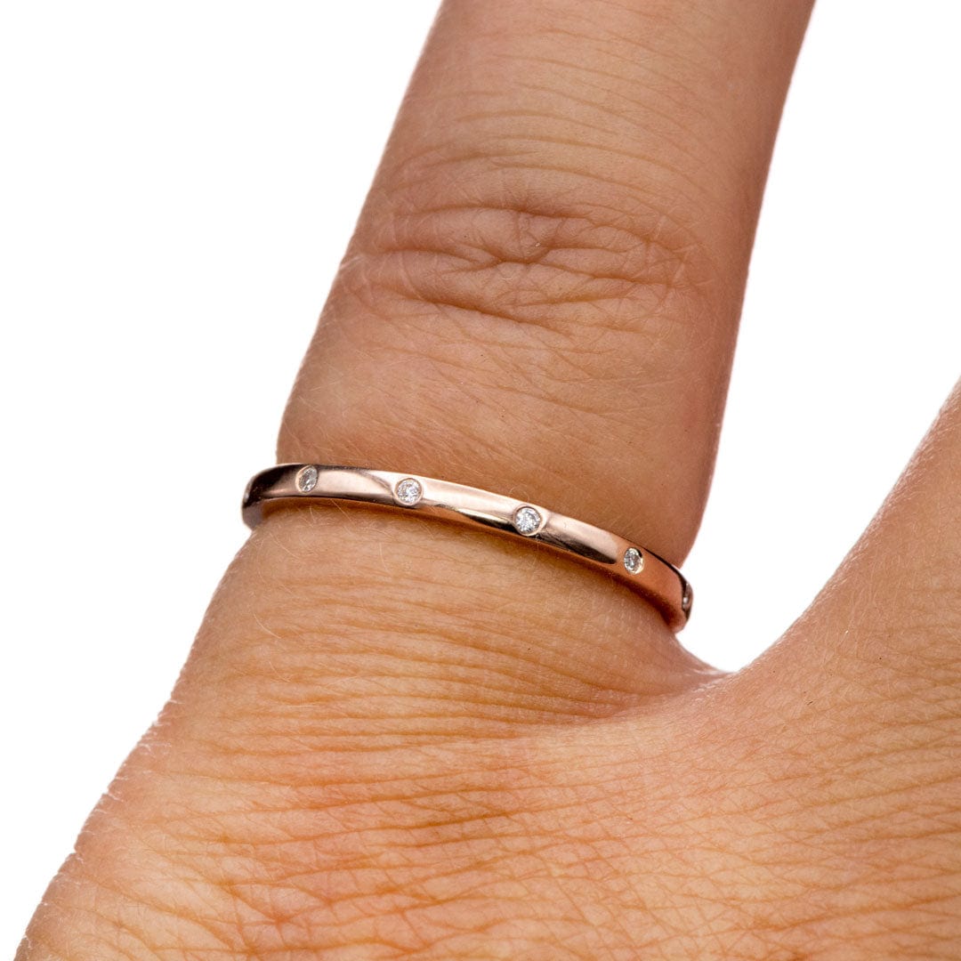 Skinny Thin Eternity Wedding Band With Flush Set Diamonds Ring by Nodeform
