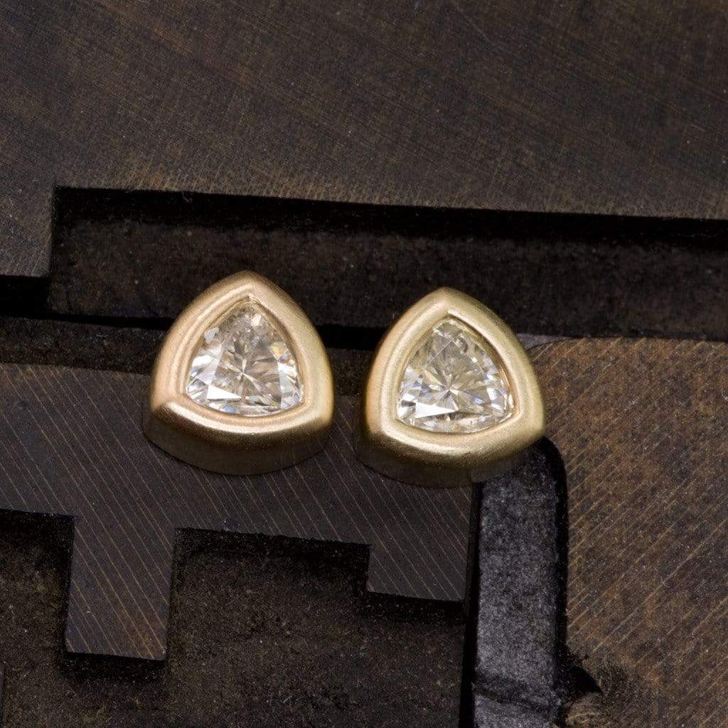 Trillion Moissanite Bezel Set Stud Earrings Earrings by Nodeform