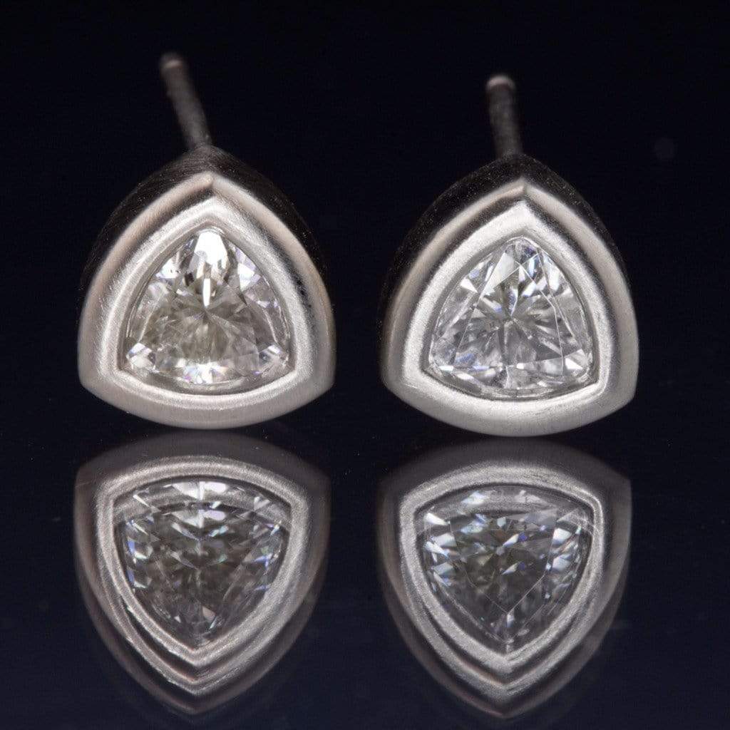Trillion Moissanite Bezel Set Stud Earrings Earrings by Nodeform