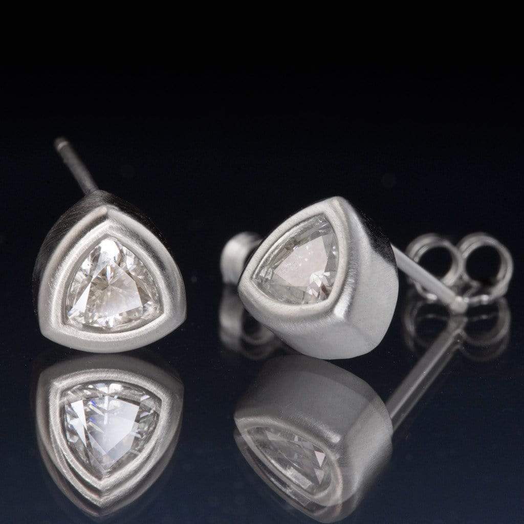 Trillion Moissanite Bezel Set Stud Earrings Earrings by Nodeform