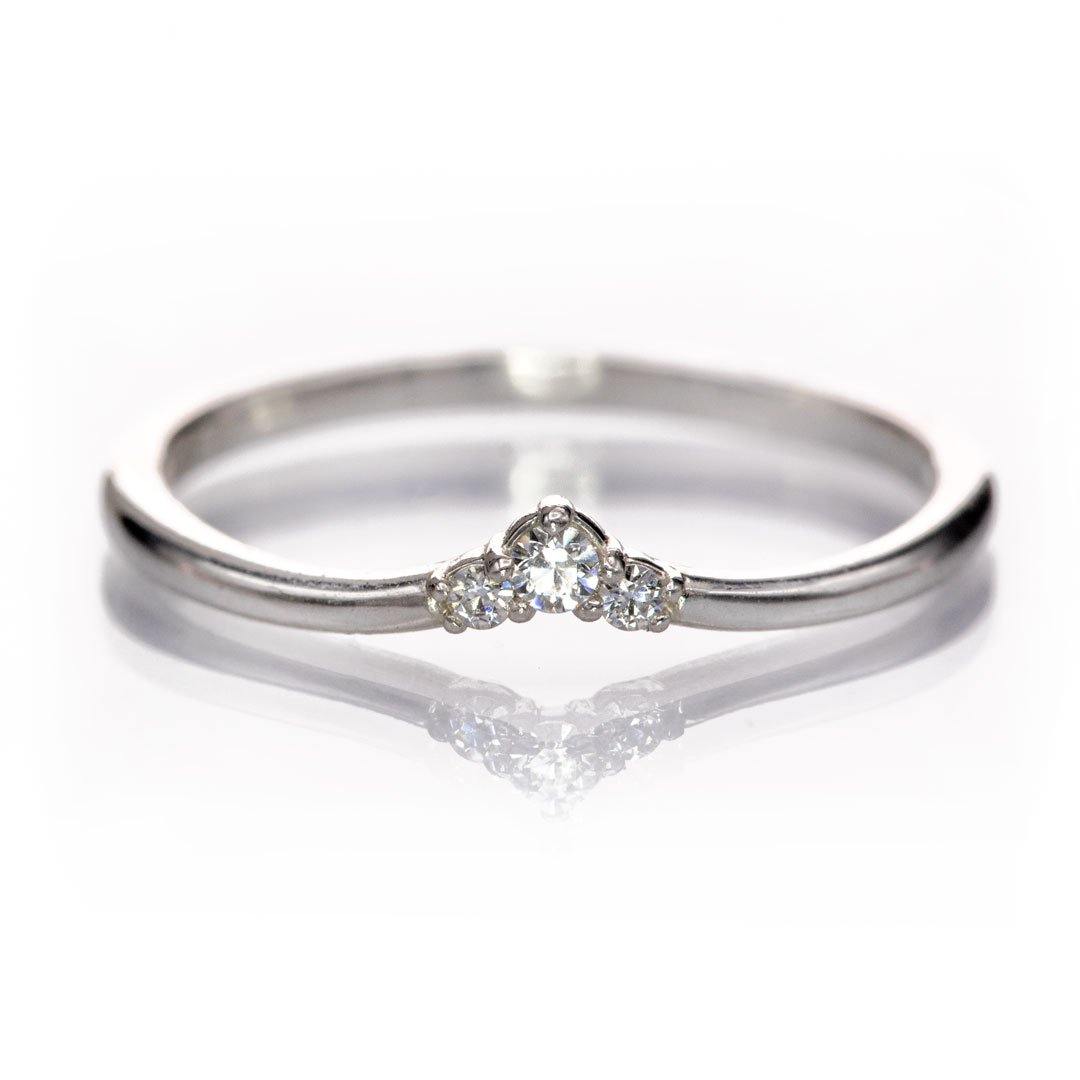 Vania Band -Graduated Diamond, Moissanite or Sapphire V-Shape Contoured Stacking Wedding Ring All Genuine Canadian Diamonds / Continuum Sterling Silver Ring by Nodeform