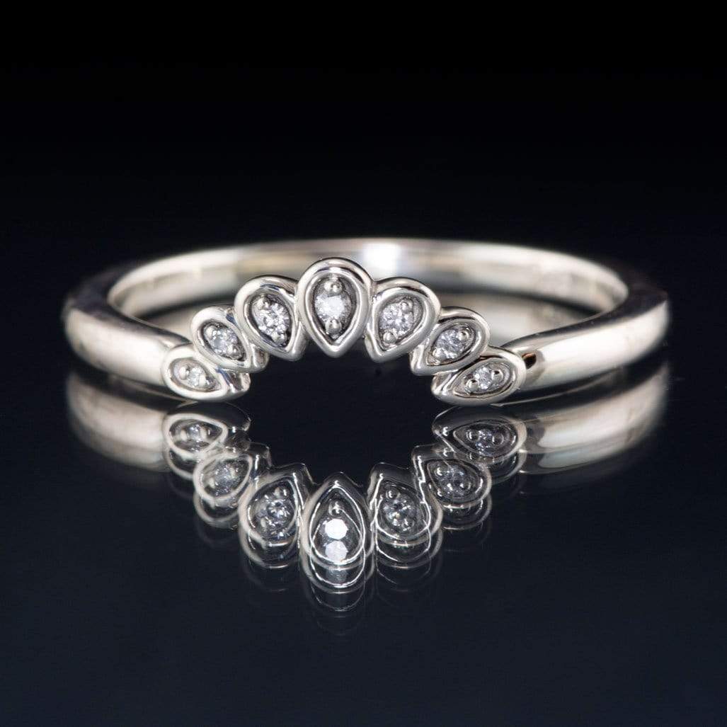 Fleur Band - Vintage Inspired Contoured White, Black or Teal Diamond Stacking Wedding Ring Ring by Nodeform