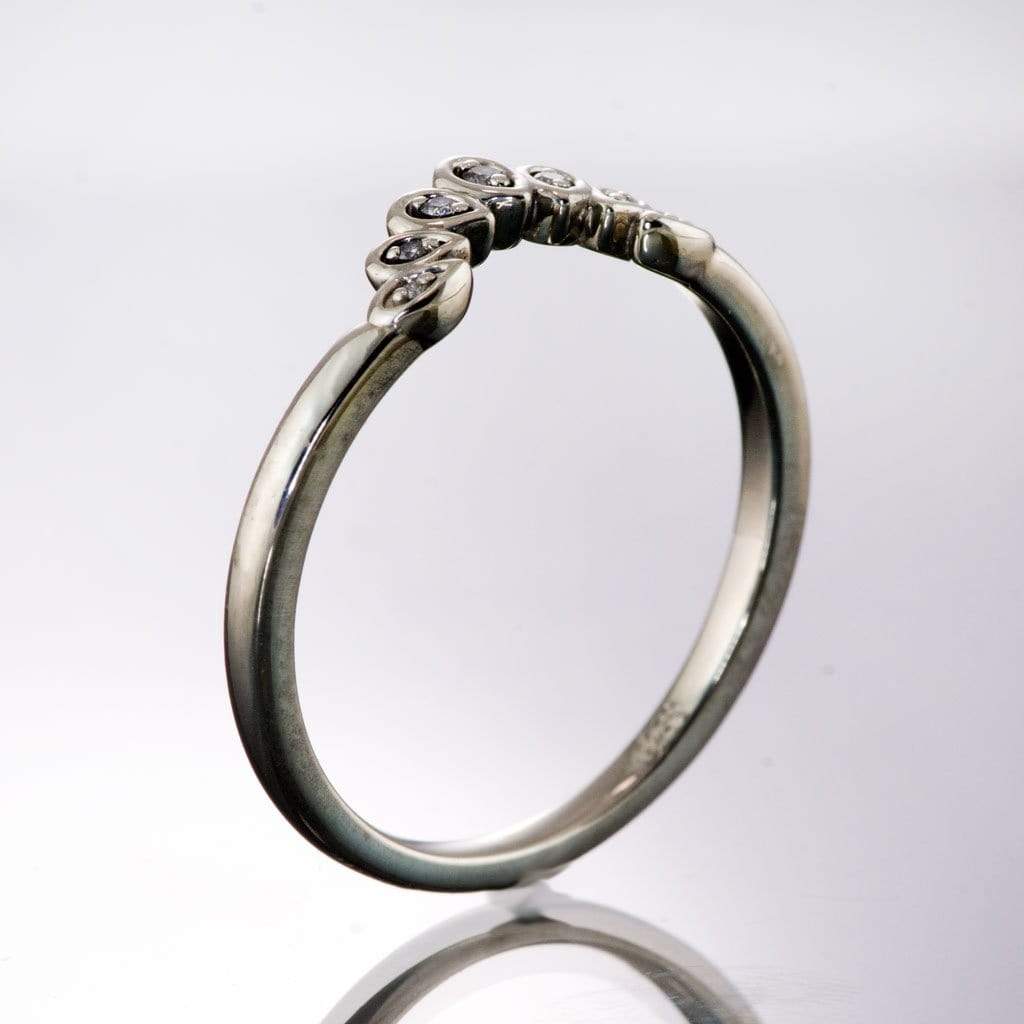 Fleur Band - Vintage Inspired Contoured White, Black or Teal Diamond Stacking Wedding Ring Ring by Nodeform