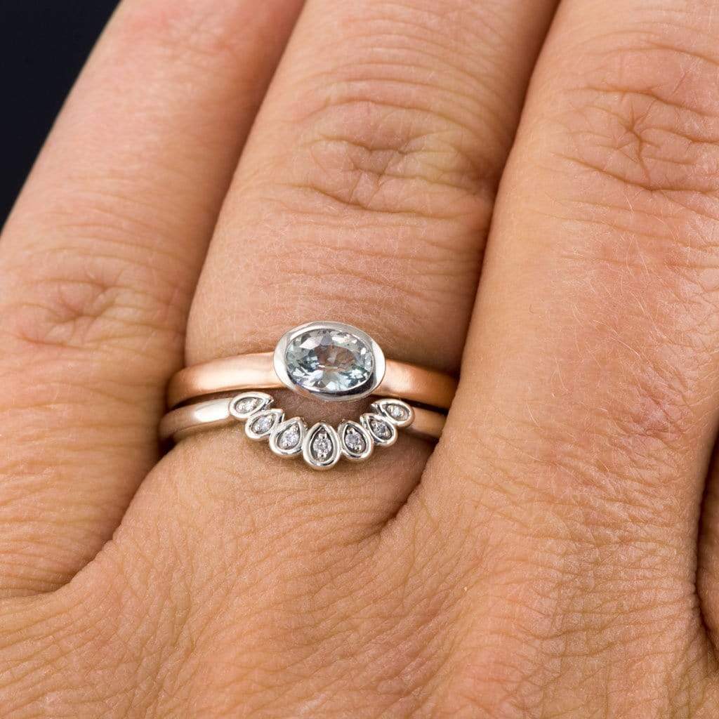Fleur Band - Vintage Inspired Contoured White, Black or Teal Diamond Stacking Wedding Ring Ring by Nodeform