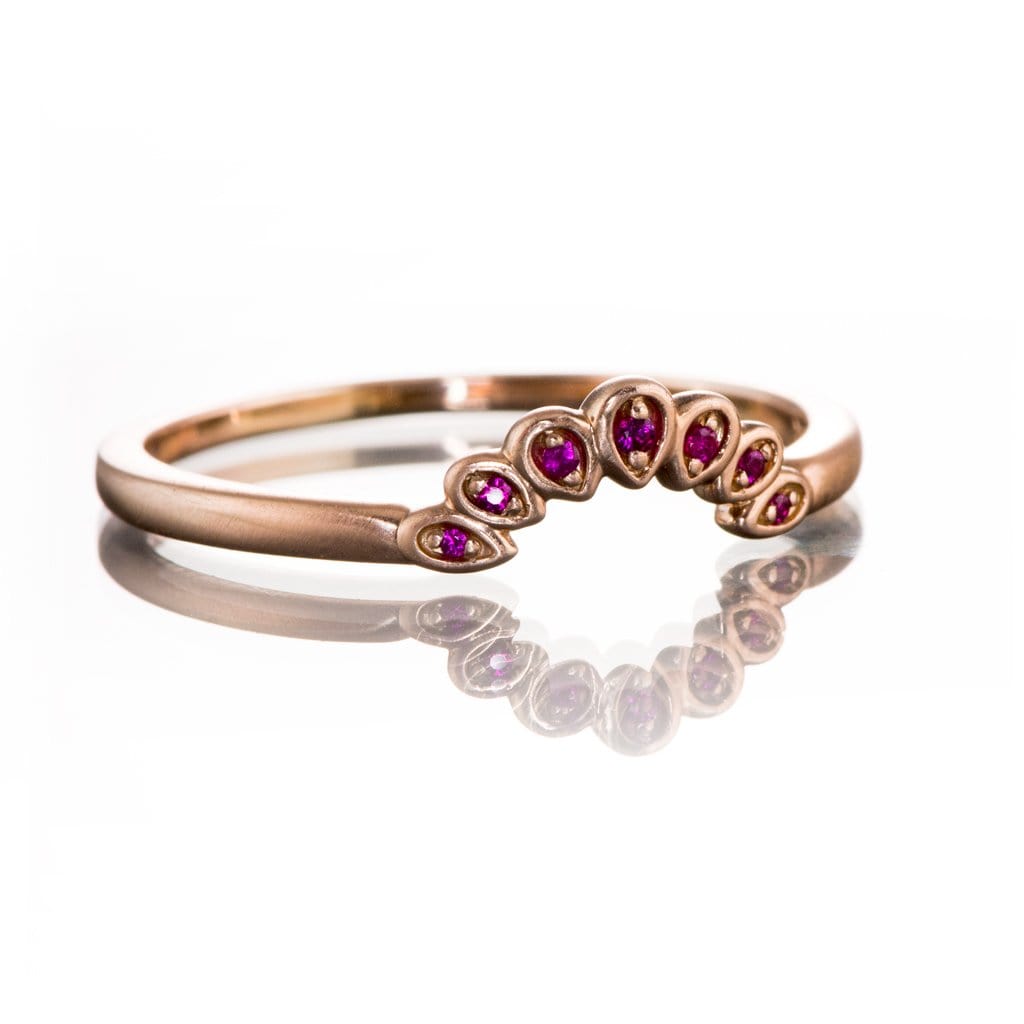 Fleur Band Vintage Inspired Contoured Ruby Stacking Ring Wedding