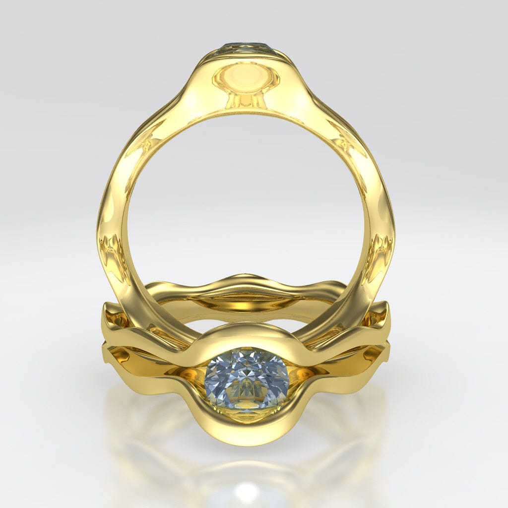 Wave Solitaire Engagement Ring - Setting only Ring Setting by Nodeform