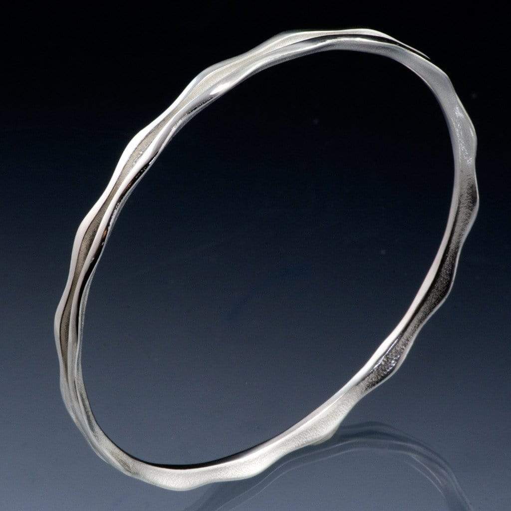 Wave Sterling Silver Bracelet Bangle, Ready to Ship